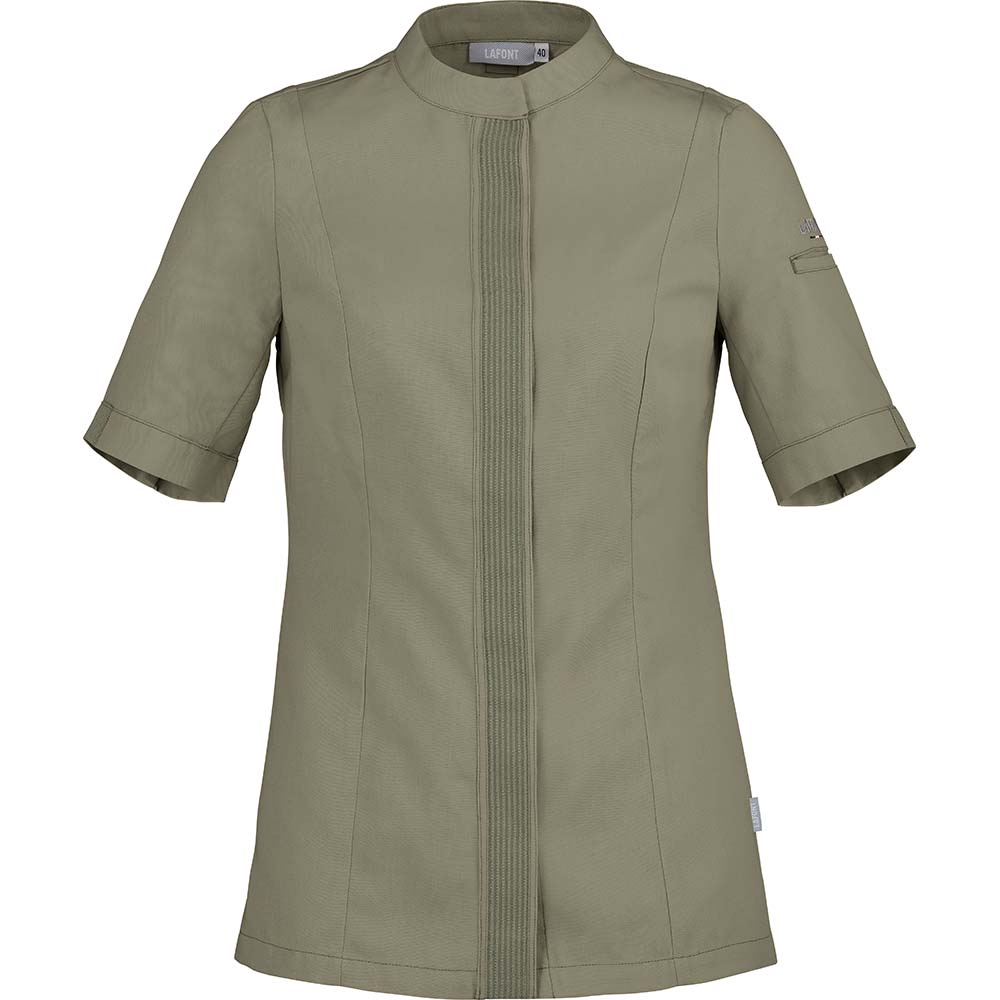 Essentials+ Damen Kochjacke FAVA kurzarm #PI nachhaltig Khaki Gr. 46