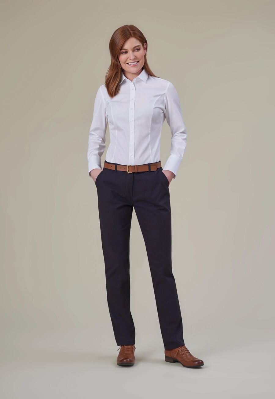 Damen Comfort Stretch-Chino LIBERTY Navy Gr. 42 L: Regular 74cm