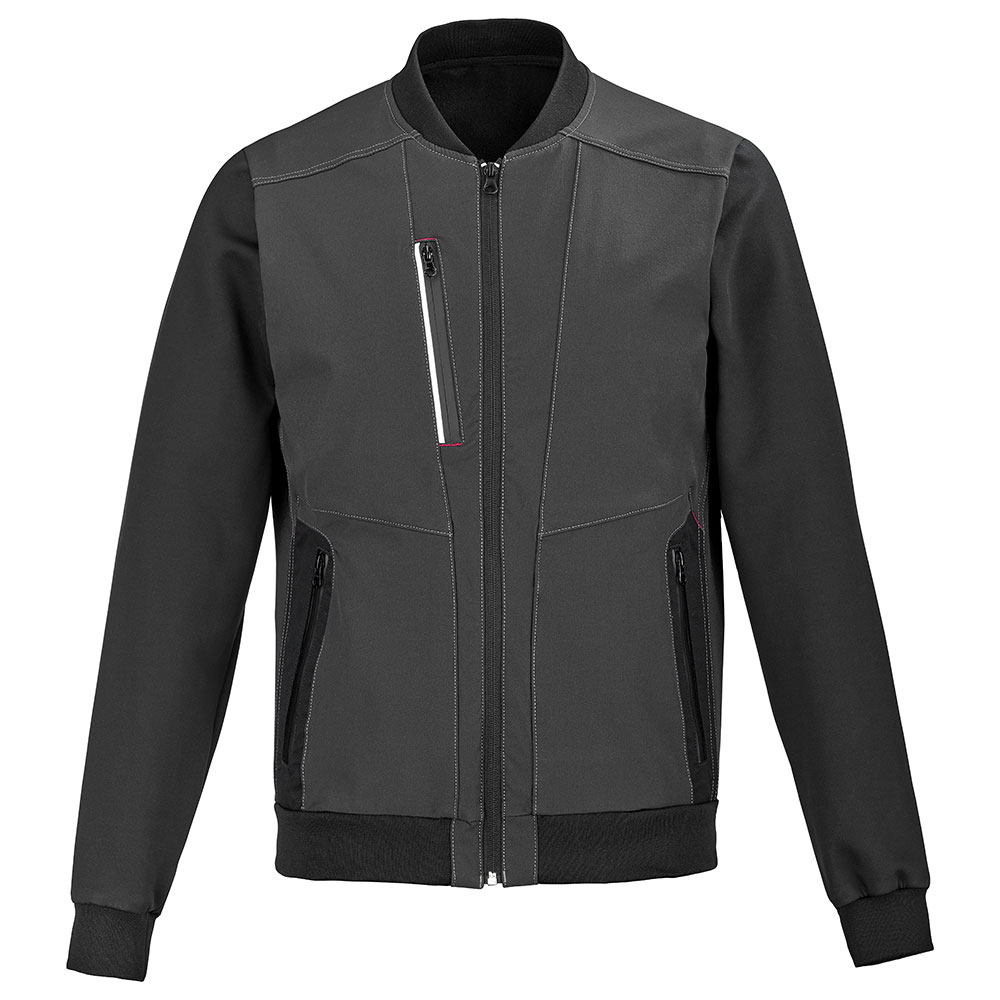 Essentials+ Unisex Bomber Jacke MOW #PI nachhaltig Dunkelgrau-Schwarz Gr. L
