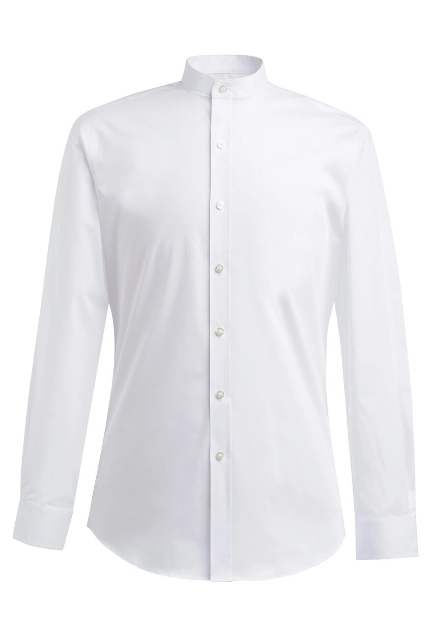 Herren Stehkragen-Hemd VOLTERRA Stretch Cotton Blend Weiß Gr.  38 (S)